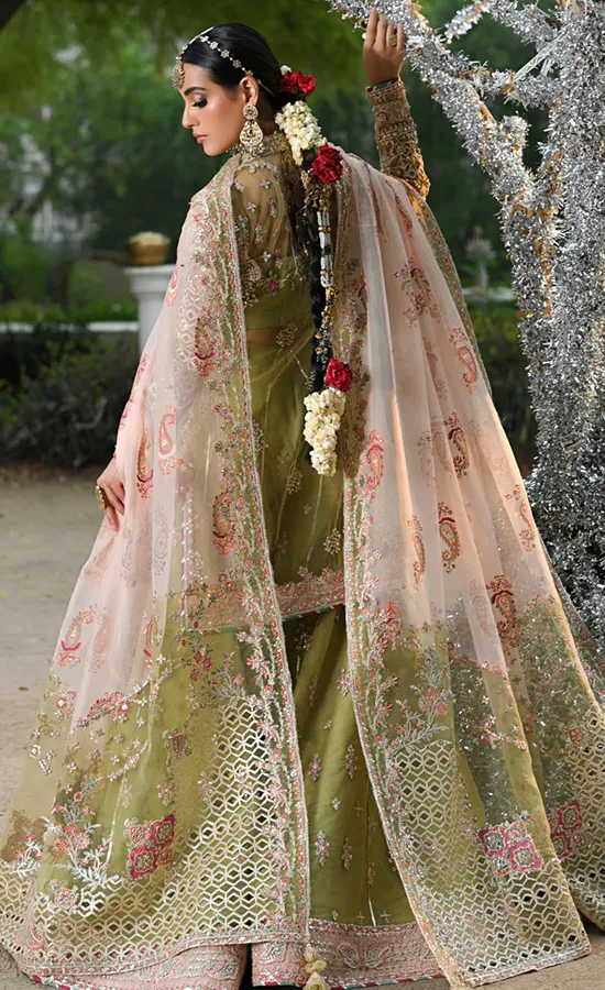 dress with sharara Powder Pink Nikah Sharara: Pakistani Wedding Dress, Embroidered Net Dupatta Sharara Shirt