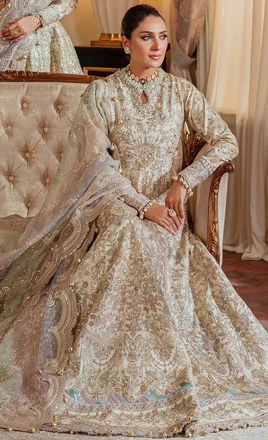 Cream Color Anarkali Suit - Buy Now in USA - PK Bridal Wear