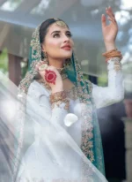 White Nikkah Lehenga with Long Shirt