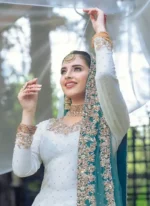 White Nikkah Lehenga with Long Shirt